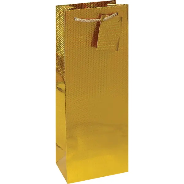 204616-EC Vrećica boca hologramska zlatna  13x36x8,5cm 71281 P12/144