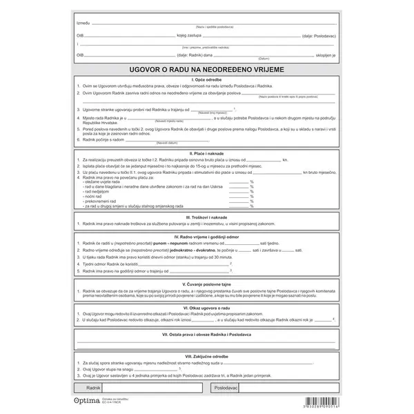 220844-EC Ugovor o radu neodr. EC-V-4-1/ncr EUR OPTIMA P100/1000