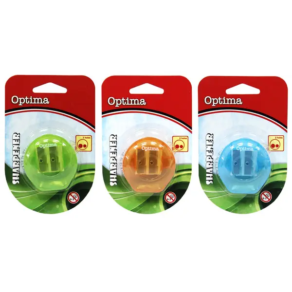 224015-EC Šiljilo plastično 2 rupe s kućištem OPTIMA blister 100040 P12/144