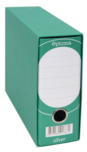 224694-EC Registrator A5-80 kutija OPTIMA SILVER široki zeleni P10