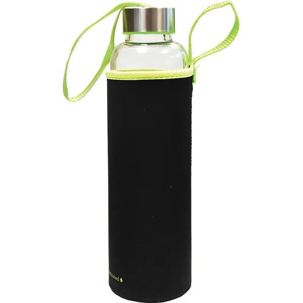 228539-EC Boca za vodu staklena Wave Black 600ml crno/zelena  85157Z P1/25