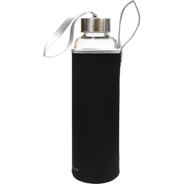228542-EC Boca za vodu staklena Wave Black 600ml crno/siva 85157S  P1/25