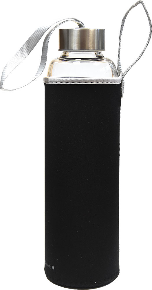 228542-EC Boca za vodu staklena Wave Black 600ml crno/siva 85157S  P1/25