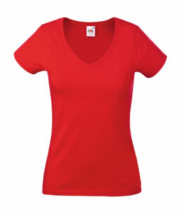 228622-EC Majica FOL T-shirt KR Lady-fit Valeuw. V-neck 165g crvena L P36