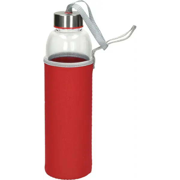 233574-EC Boca za vodu staklena Wave Color 600ml crvena P1/25