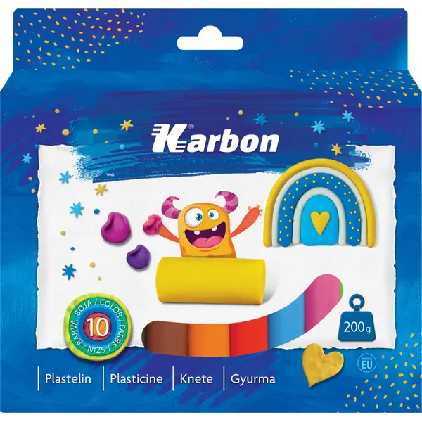 234078-EC Plastelin KARBON 200 g karton 10 boja P87
