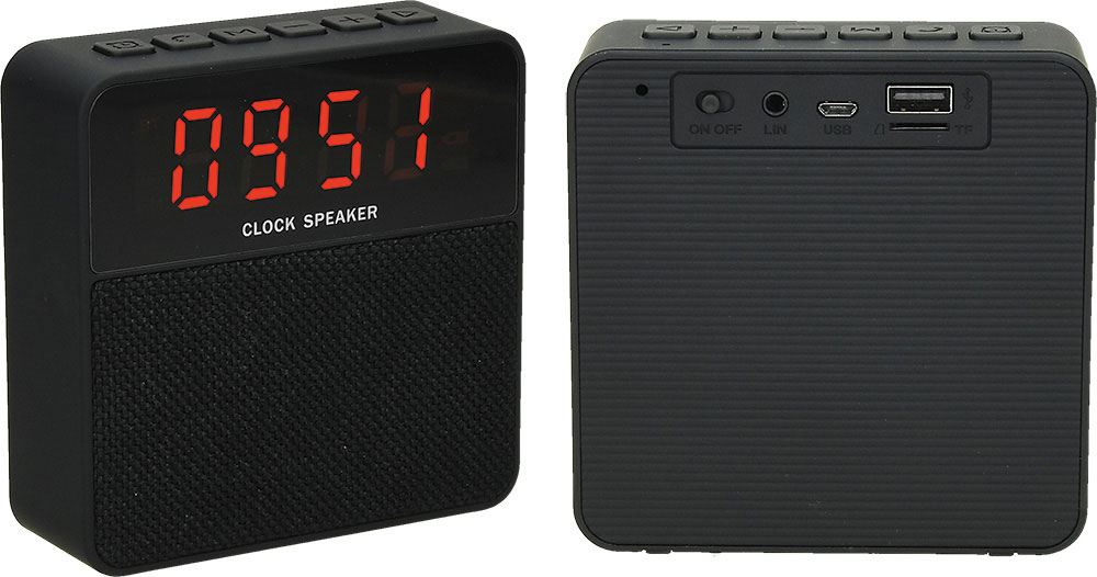 236334-EC Zvučnik bluetooth FM Quadro crni sa radio prijamnikom i satom  P1/25
