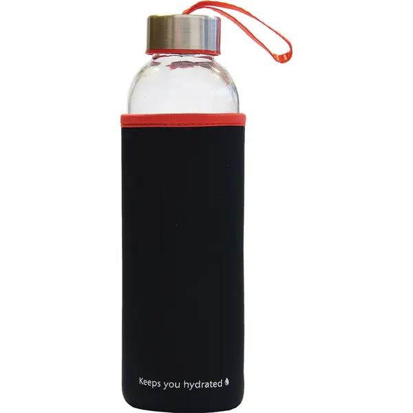 236433-EC Boca za vodu staklena Stream 500ml crno/crvena, mutno staklo P1/48