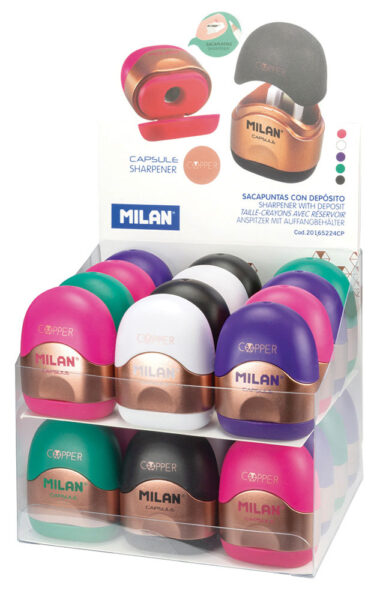 Šiljilo plastično 1 rupa s kućištem Milan Capsule Copper