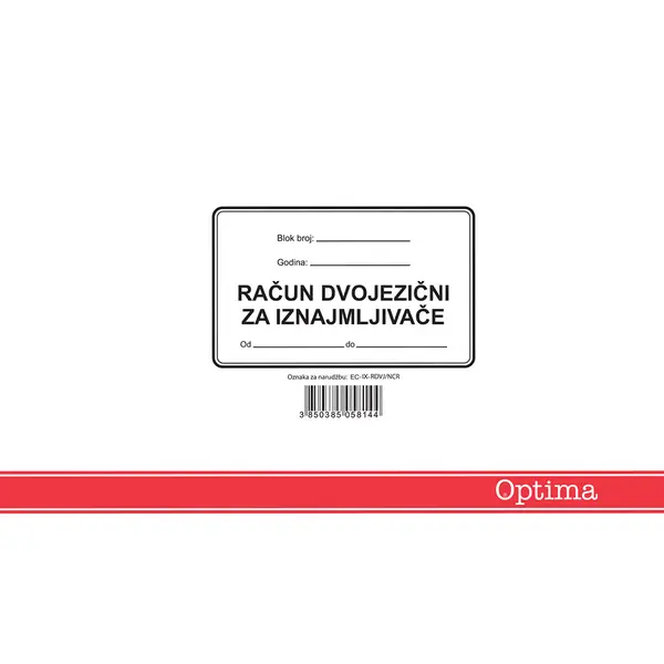 237316-EC Račun A5 dvojezični za iznajmljivače IX-RDVJ/NCR OPTIMA P10/60