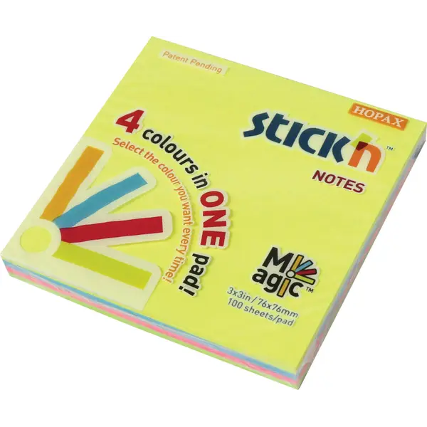237334-EC Blok samolj. STICK'N 76x76 neon sort 4 boje MAGIC 100L 21571 P12/216