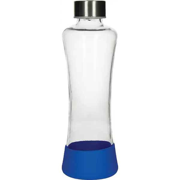 237612-EC Boca za vodu staklena Flow 550ml plava u silikonskom etuiju P24