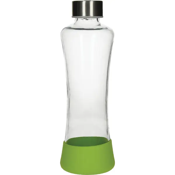 237613-EC Boca za vodu staklena Flow 550ml zelena u silikonskom etuiju P24