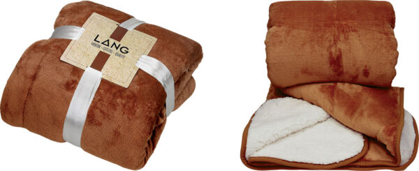 237637-EC Deka od flisa i flanela Sherpa, tamno smeđa/bijela 130x180g, 380g/m2