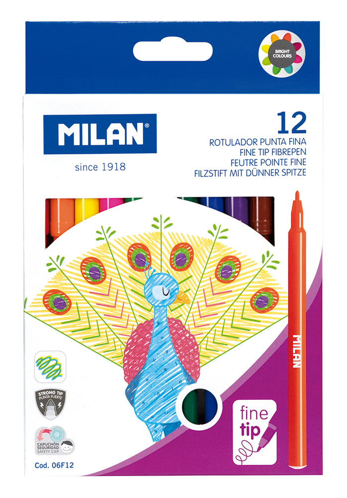 237996-EC Flomasteri 12/1 MILAN Peacock tanki vrh perivi karton bls P12/144