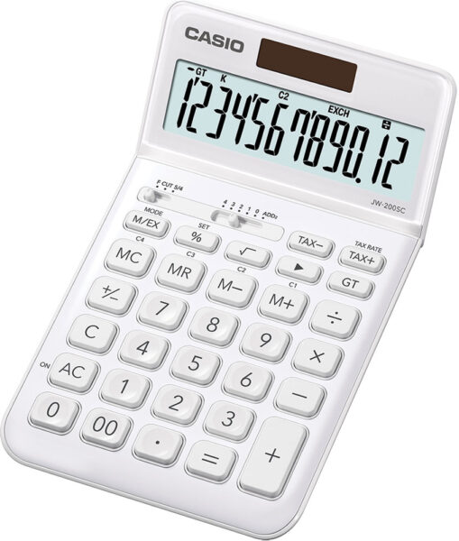 238053-EC Kalkulator CASIO JW-200SC-WE bijeli (porez-konverzija) KARTON PAK. P10