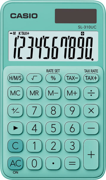 238059-EC Kalkulator CASIO SL-310 UC-GN zeleni KARTON PAK. bls P10/100