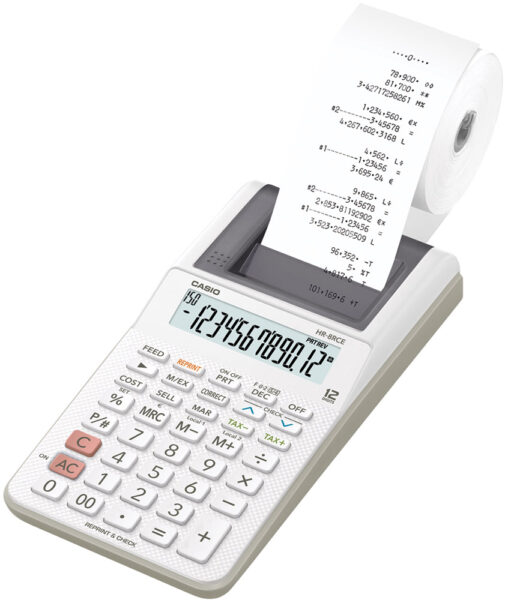 238066-EC Računski stroj CASIO HR-8 RCE bijeli KARTON PAK. P10
