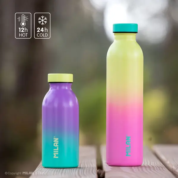 239619-EC Boca za vodu MILAN Sunset žuto-roza 591ml, isotermalna, nehrđajući čelik P12