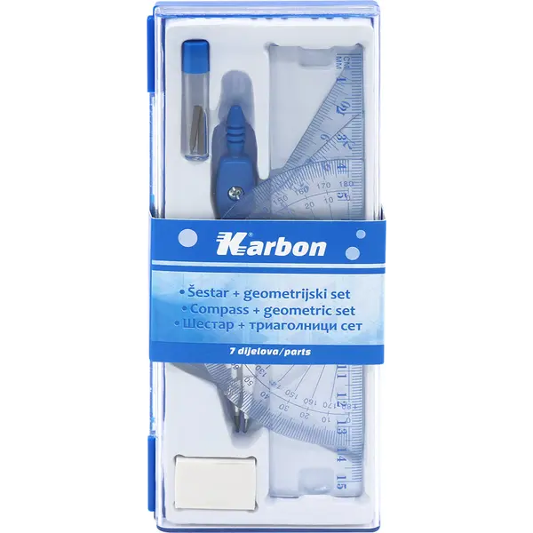 240546-EC Šestar KARBON sa geometrijskim setom i gumicom P12/144