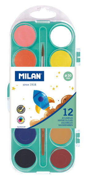 Vodene boje fi30 12/1 Opaque s kistom Milan