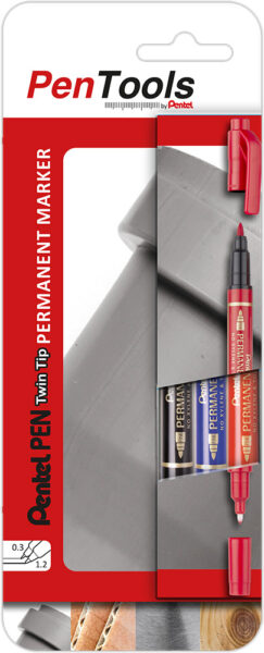 Marker permanentni 3/1 Pentel Pentools Twin Tip N75W crna/crvena/plava
