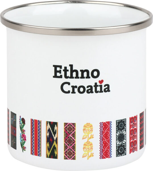 Šalica lončić od emajla Ethno Croatia 350 ml bijeli