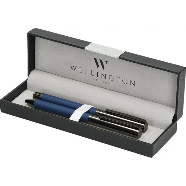 244975-EC Set pisaći Wellington Stamford ol.kem + roler plavi u poklon kutiji P1/