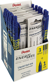 Uložak za gel pen PENTEL 0,7 LR7-3-A crni 3/1+GRATIS BL107A crni P12/288 NETTO