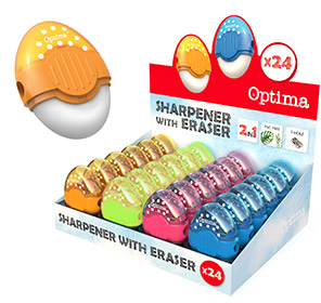 Gumica+šiljilo OPTIMA sort boja fluo display 24/1 100053 P24/480