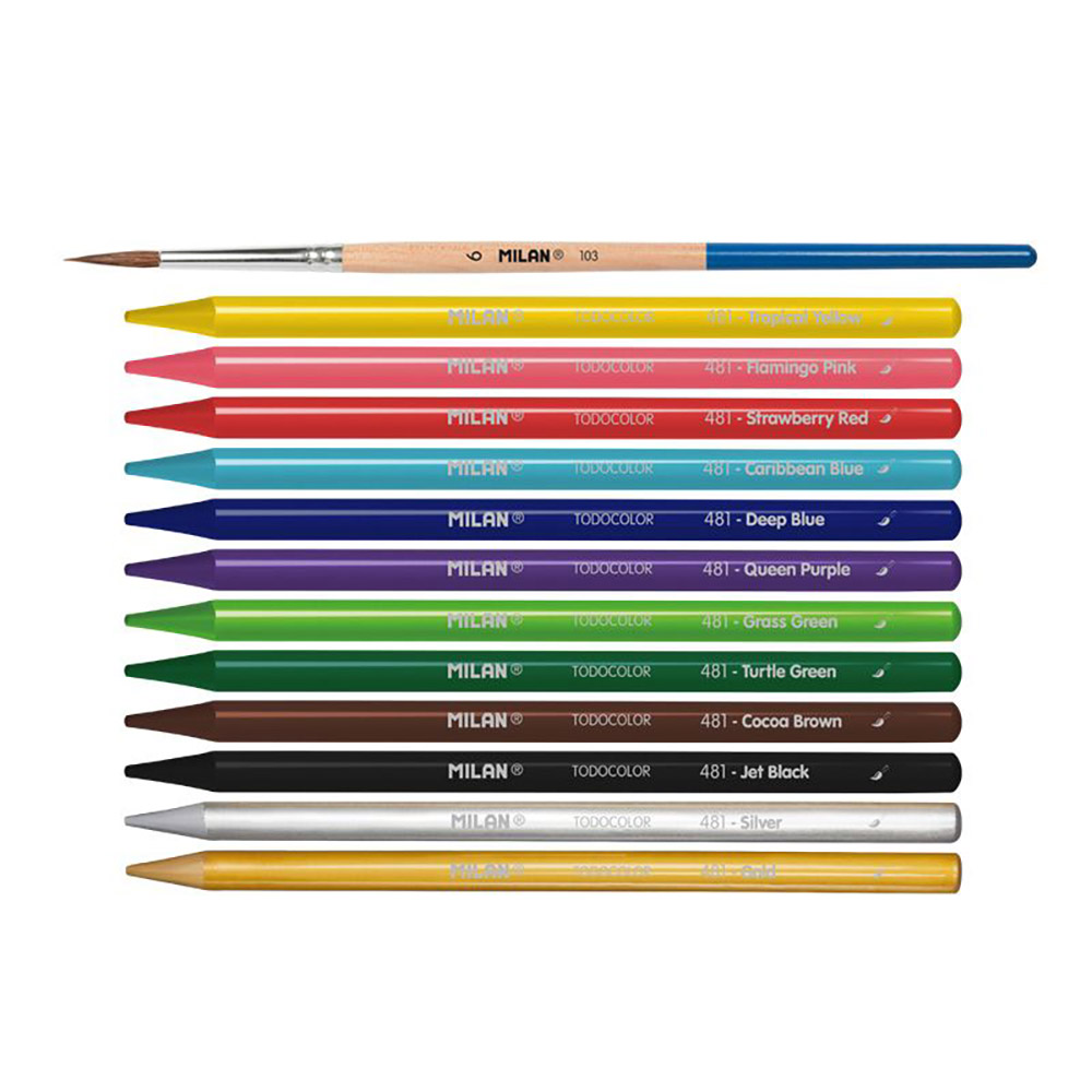 241050-EC Set crtaći MILAN Todocolor met.kut: 12 bezdrv akvarel bojica+kist P12/48