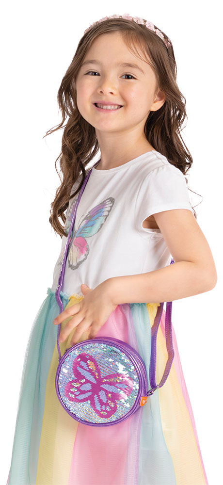 241172-EC Torbica na rame okrugla TIGER FAMILY Fun Time Sparkling Butterfly P24
