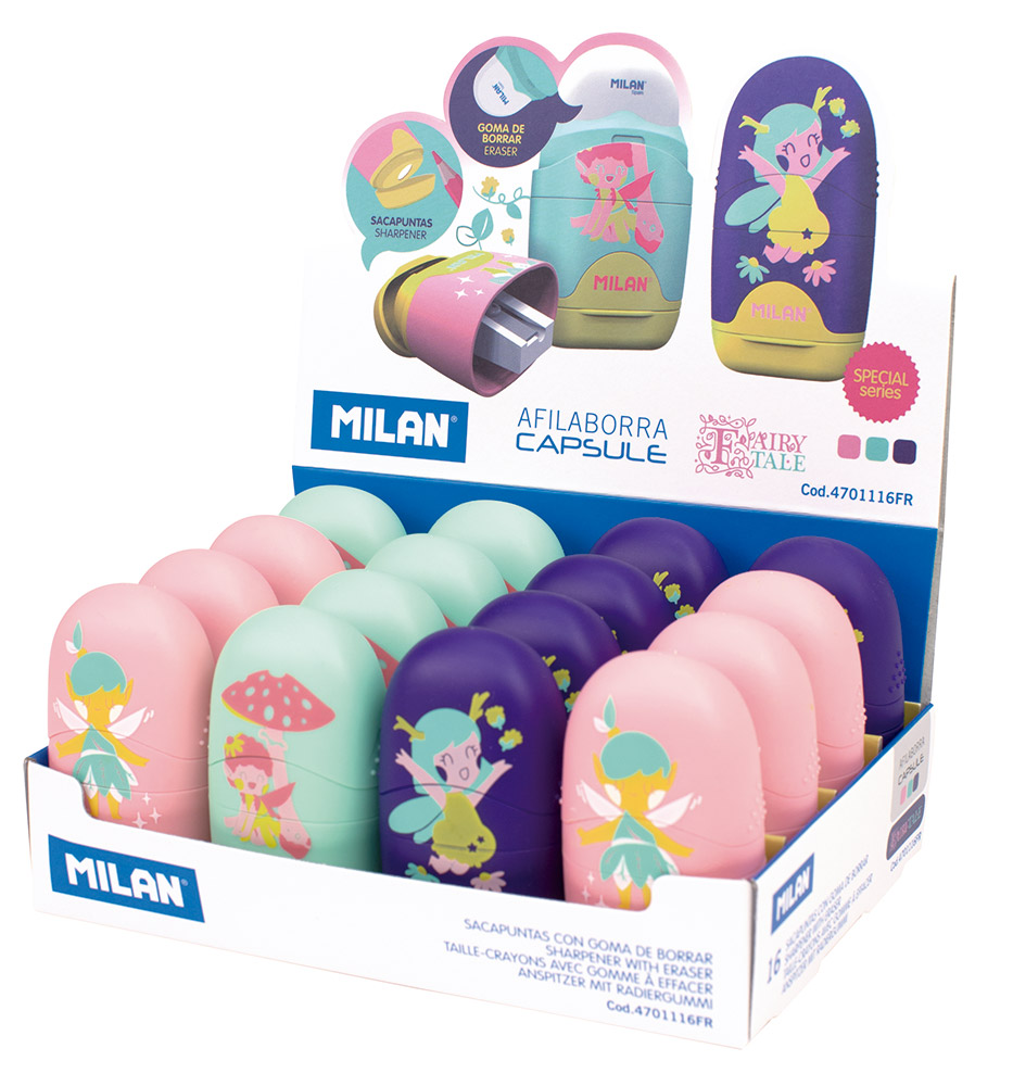 241308-EC Gumica+šiljilo MILAN Capsule Fairy Tale plastično sa kućištem P16/160