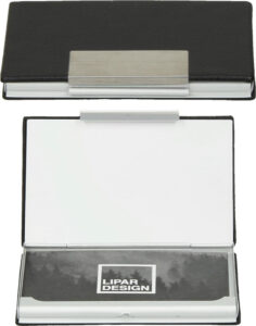 233498-EC Etui za posjetnice Vapor crno srebrni, PU/metal, 11x7,5x2cm
