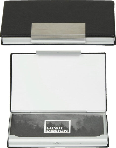 233498-EC Etui za posjetnice Vapor crno srebrni, PU/metal, 11x7,5x2cm