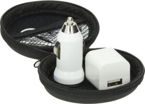 233517-EC Adapter putni ROUND sa slušalicama, u etuiju