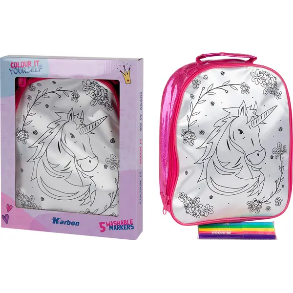 243736-EC Ruksak za bojanje s 5 flomastera Karbon UNICORN WORLD P12