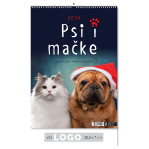 222896-EC Kalendar PSI I MAČKE 13L 30,5x43+7, spirala P50 OG 2026