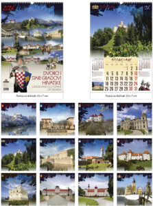 228782-EC Kalendar DVORCI I STARI GRADOVI 13L 33x48+7, spirala s vrećicom P25 JANP 2026