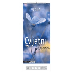 238792-EC Kalendar CVJETNI PLANER 13L 22x48+7, spirala (uski) P50 OG 2026