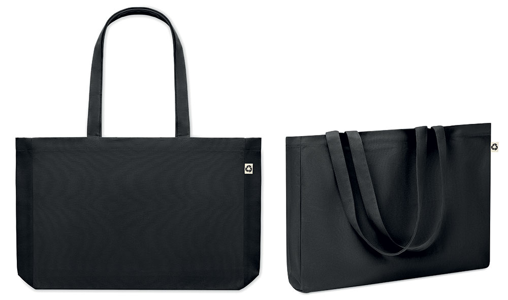 240409-EC Torba za shopping i plažu RESPECT canvas, reciklirani pamuk 280g crna 49x9x37cm
