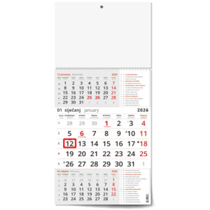 240420-EC Kalendar trodijelni POSLOVNI KATOLIČKI crveni 12L 29,5x42+20, P50 OG 2026