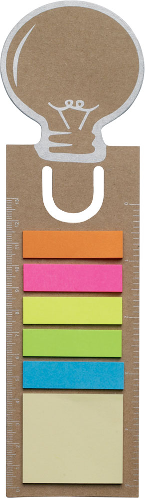 242247-EC Set IDEA post-it, označivač u obliku žarulje i ravnalo od recikliranog papira