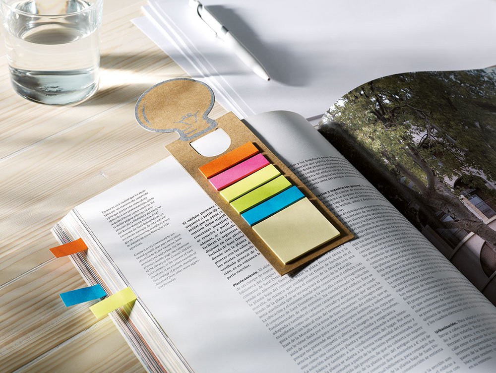 242247-EC Set IDEA post-it, označivač u obliku žarulje i ravnalo od recikliranog papira