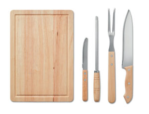242405-EC Set za roštiljanje GRILLE 4-djelni pribor s daskom u crnom etuiju P1/12