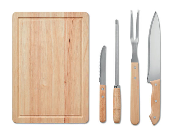 Set za roštiljanje GRILLE 4-djelni pribor s daskom u crnom etuiju P1/12