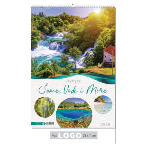 242411-EC Kalendar HRVATSKE ŠUME, VODE I MORE 13L 33x48+7, spirala P40 OG 2026