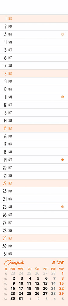 242413-EC Kalendar POSLOVNI zidni (uski) 12L 11x49,5+12, P50 OG 2026