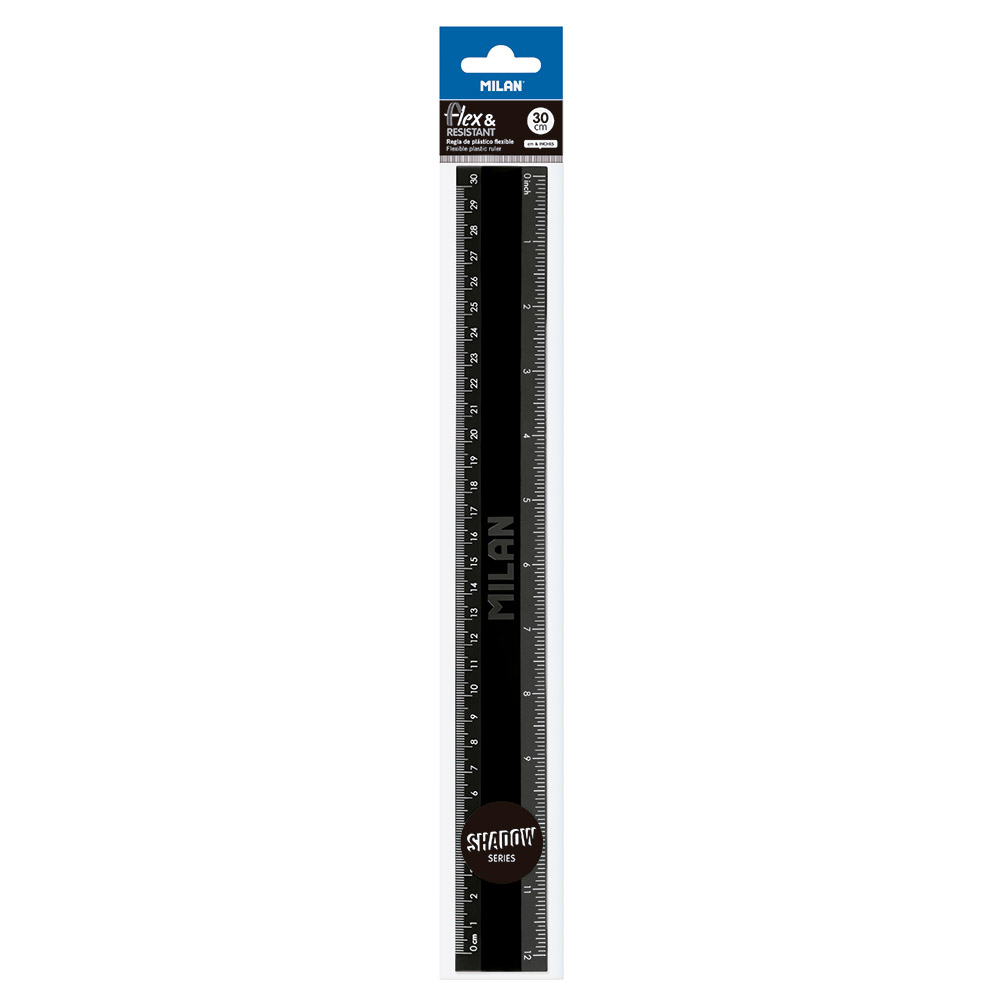 244585-EC Ravnalo 30cm MILAN plastično crno Shadow blister P24/288