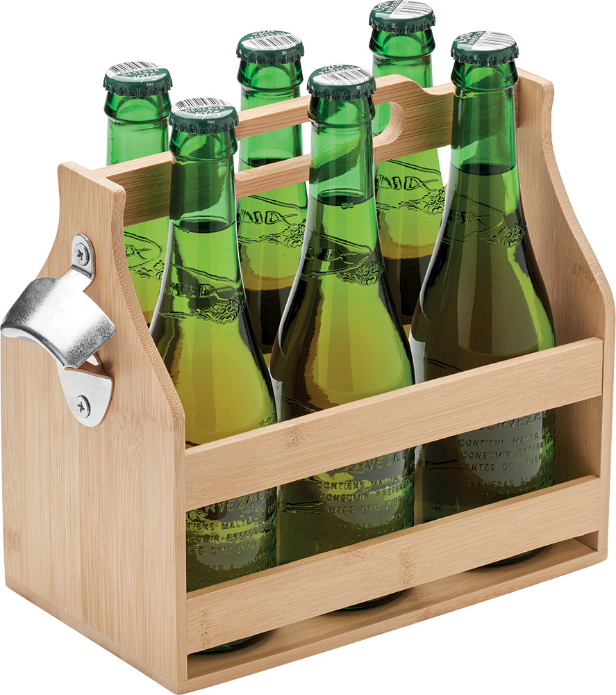 244999-EC Sanduk za 6 pivskih boca Cabas od bambusa sa metalnim otvaračem, P10
